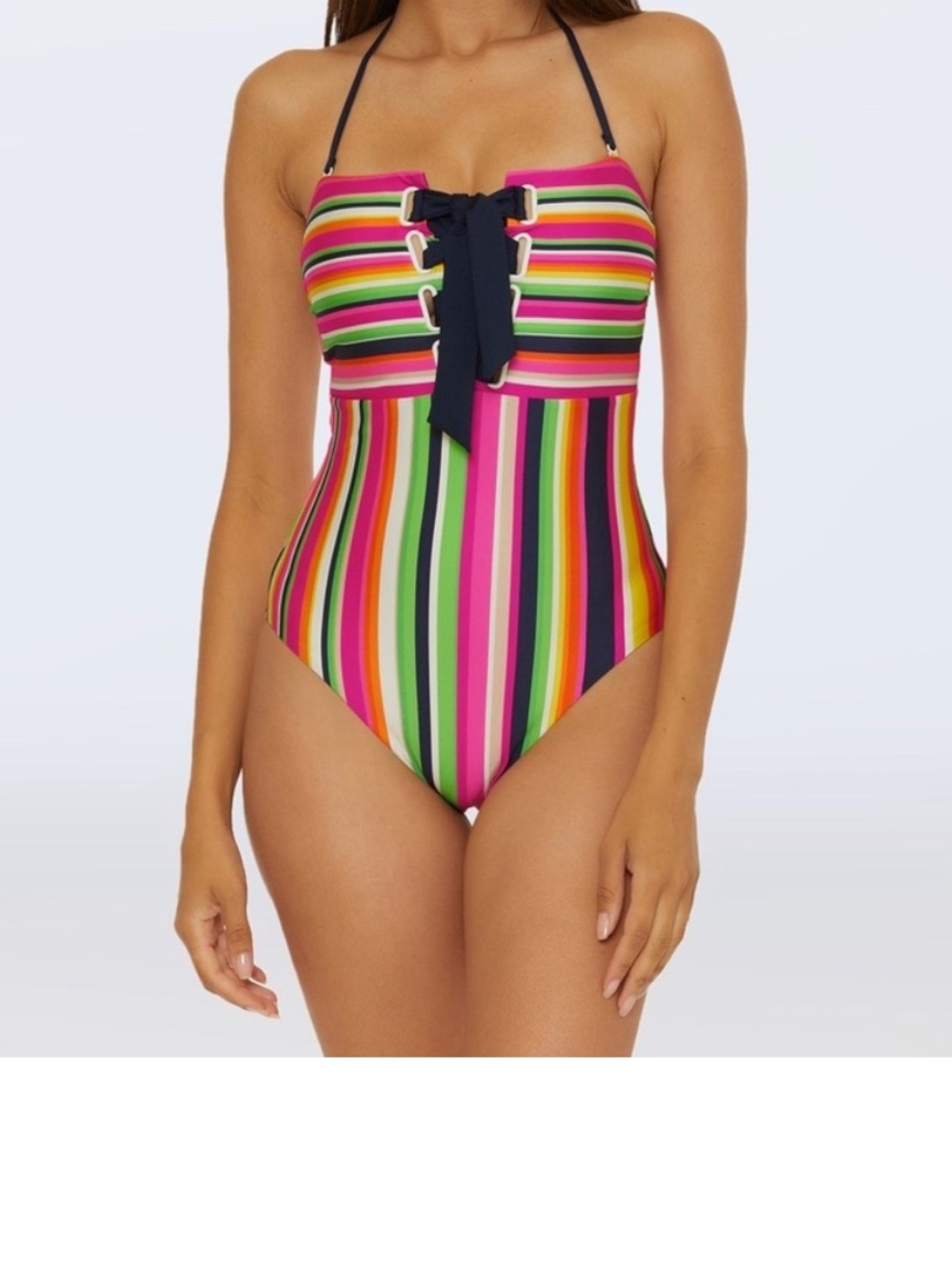 Women’s Trina Turk Bright Multicolor Stripe One-Piece Swimsuit